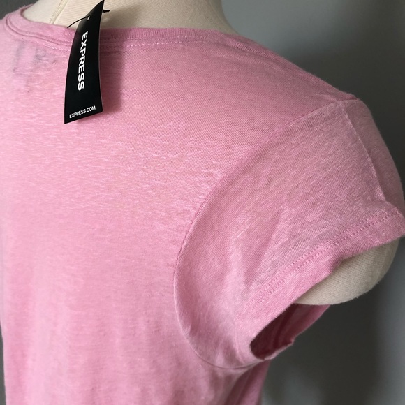 NWT Express Pink V-Neck Linen Tank T-Shirt - Picture 15 of 16